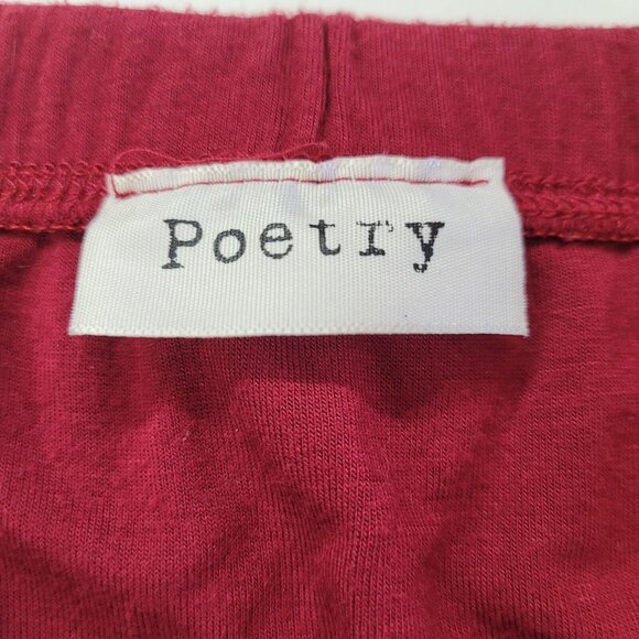 Poetry Skirt Womens S Red Double Knit Long Straight Pencil Elastic Waist Stretch - Picture 3 of 6